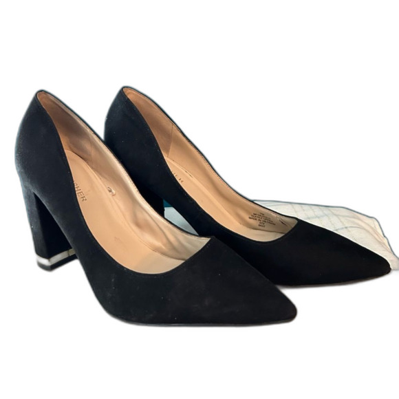 Marc Fisher Black Suede Block Heel Pumps - Size 7 - Picture 1 of 7